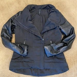 Faux leather black puff jacket - Moto style